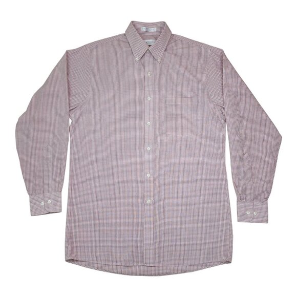 Van Heusen Mens Wrinkle-Free Broadcloth Shirt Size S Red & White Checkered - Picture 2 of 8